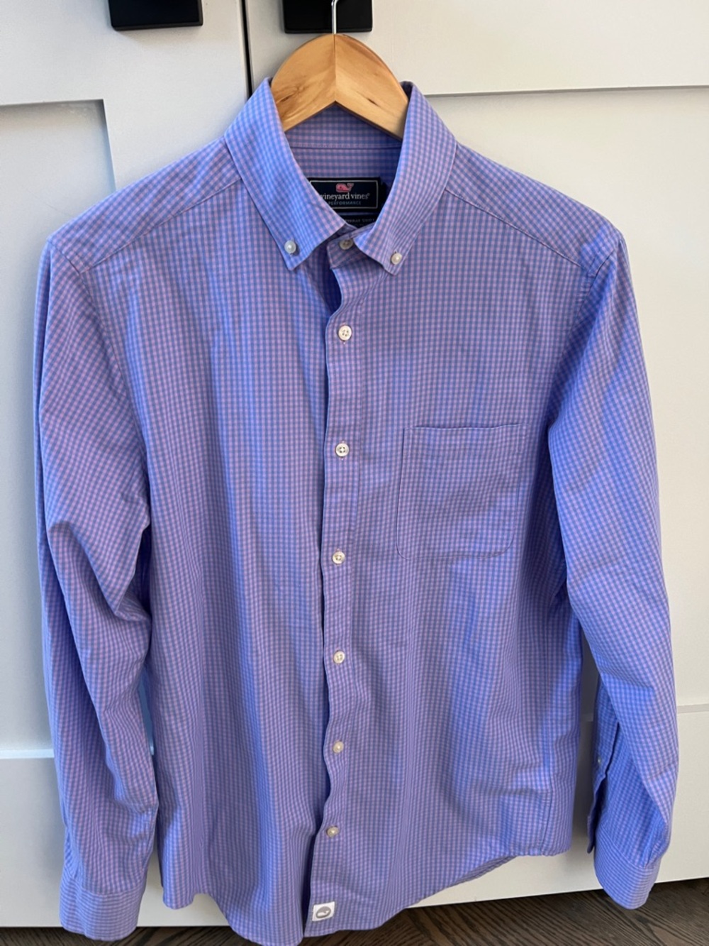 Vineyard Vines Lavender and Pink Gingham Button-Down Shirt Performance Fabric